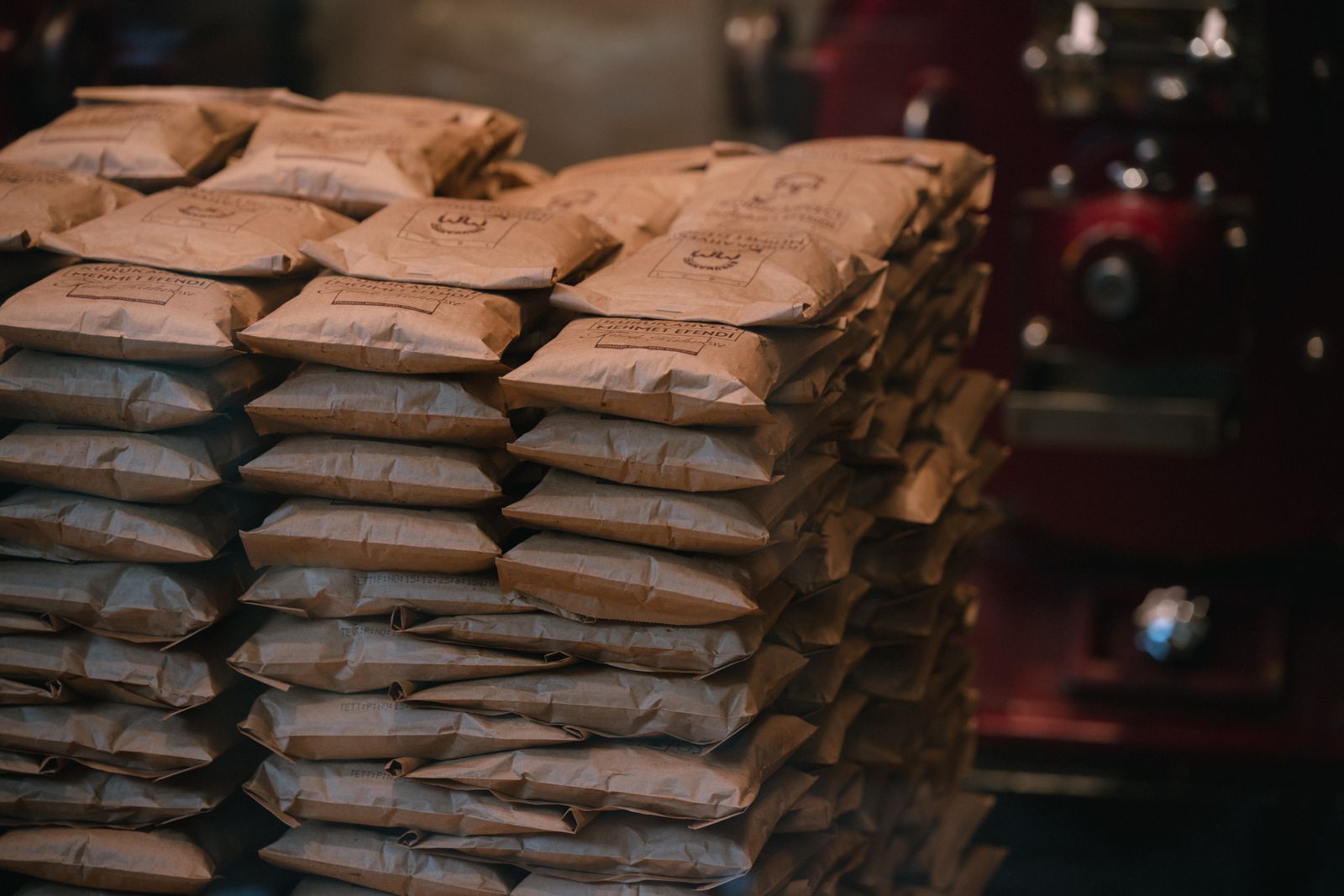 Packages stored in a warehouse